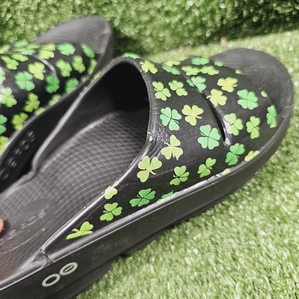 OOFOS OOahh Limited Shamrock Clover Athletic Recovery Comfort Slides Womens 9 - Picture 7 of 11